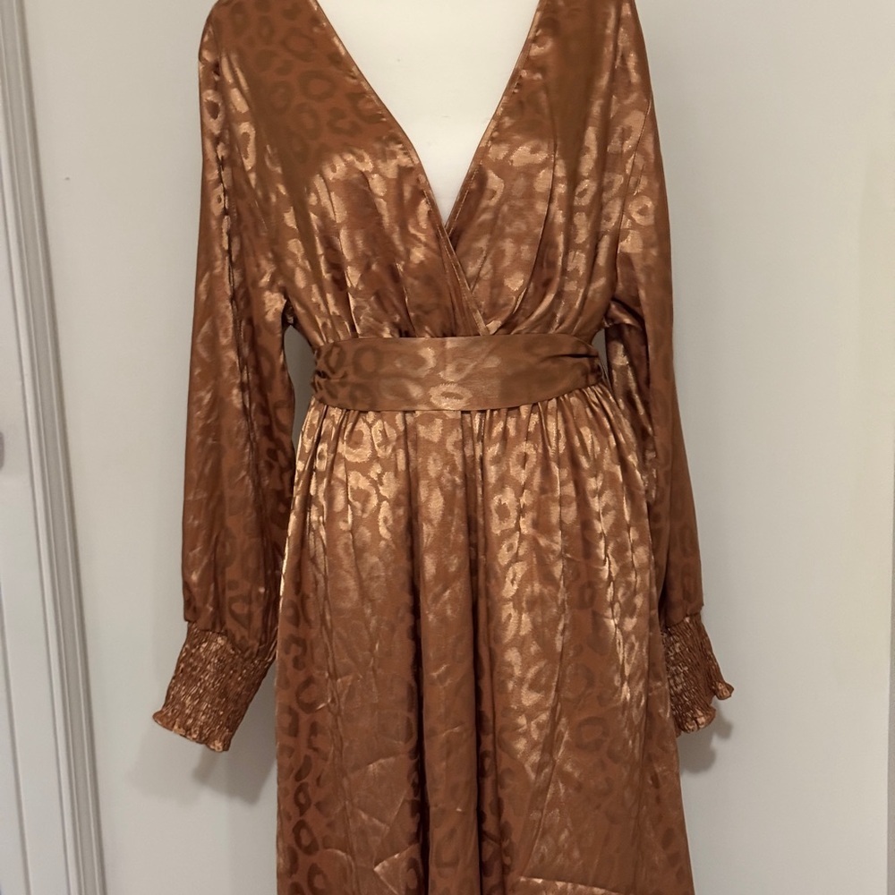 Shein Curve Satin Leopard Dress, size 2XL